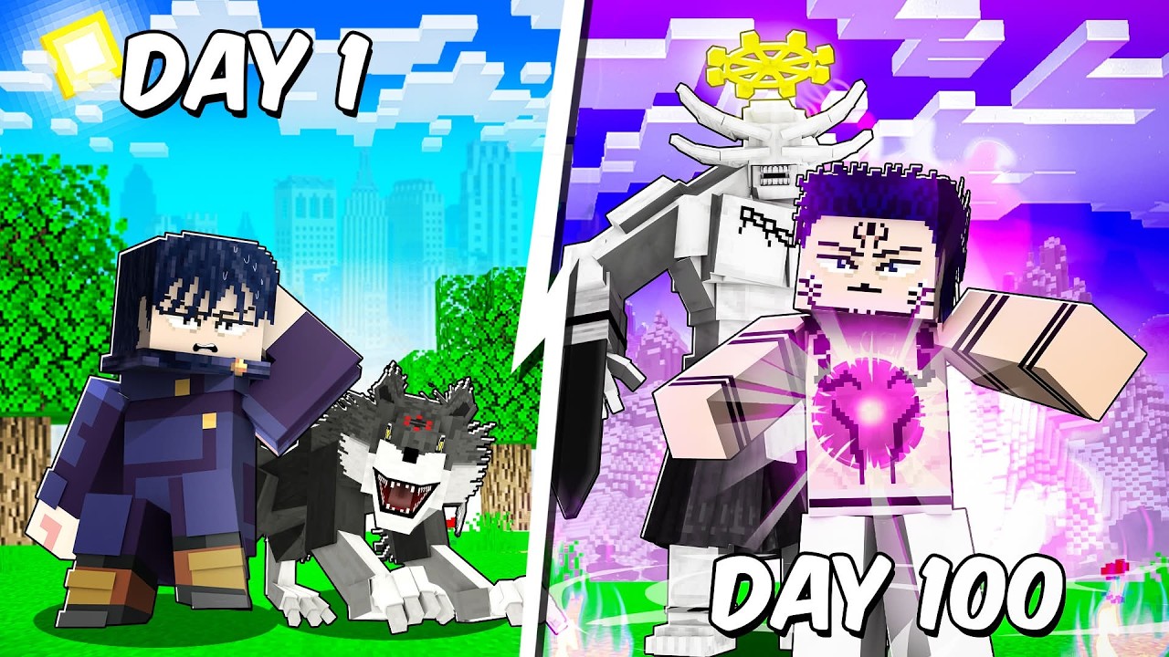 I Survived 100 Days as Megumi in Jujutsu Kaisen Minecraft...