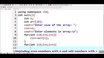 How to replace all even elements with 0 and odd with 1 in C++