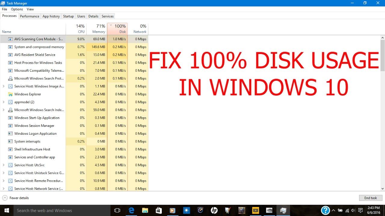 Windows 10 - 100% disk usage - YouTube