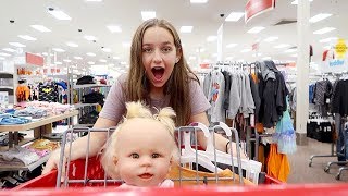 Shopping for Reborn Baby Dee Dee for New Baby Clothes at Target Haul