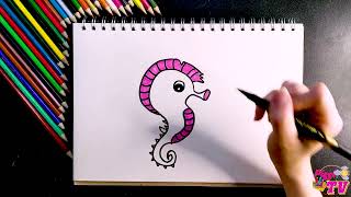 Hướng Dẫn Vẽ Con cá ngựa Đơn Giản | How To Draw A Hippocampus | Vẽ cá, draw fish, draw animal