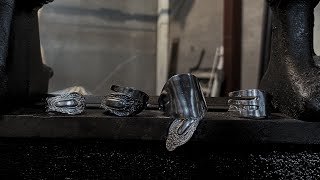 【スプーンリング】100均スプーンで指輪を4パターン作ってみました。「彫金技法入門」How to make a ring with a stainless spoon and fork