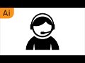 Call Center Solid Icon [No pentool] | Illustrator Tutorial