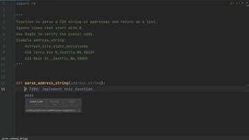 Amazon CodeWhisperer - Parse Addresses from CSV and Validate Postal Code with RegEx - Python