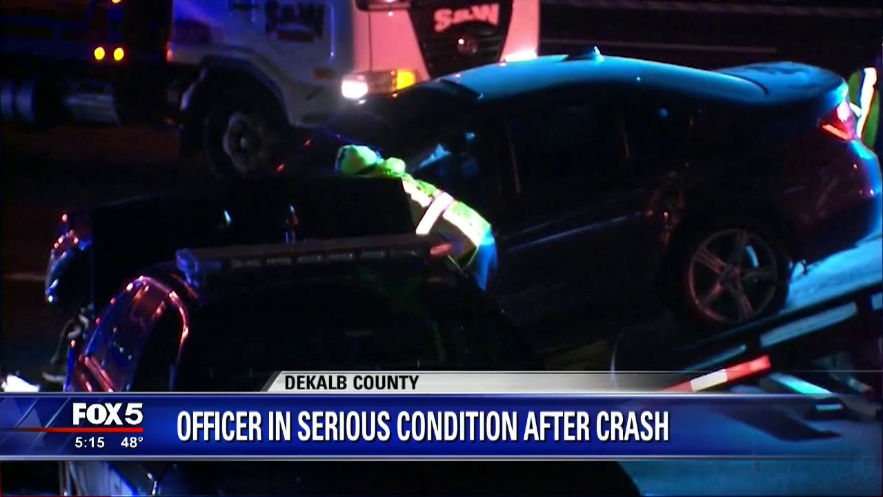 DeKalb County officer in serious condition after crash - YouTube