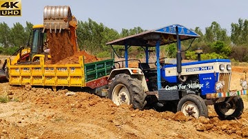 Swaraj 744 FE tractor fully loaded trolley by JCB 3DX Machine | Tractor and JCP videos | CFV |