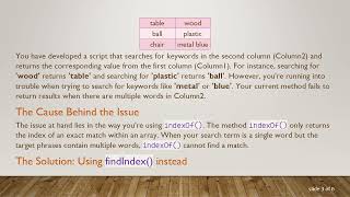 Solving the indexof() Partial Match Issue in Google Apps Script