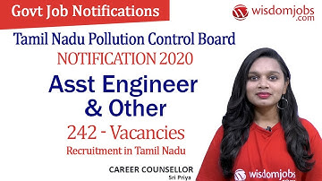 Tamil Nadu Pollution Control Board 2020 Jobs | 242 Asst Engineer & Other Vacancies @Wisdom Jobs
