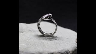 Big Ouroboros Serpent Ring. Snake Eating Tail Ring.