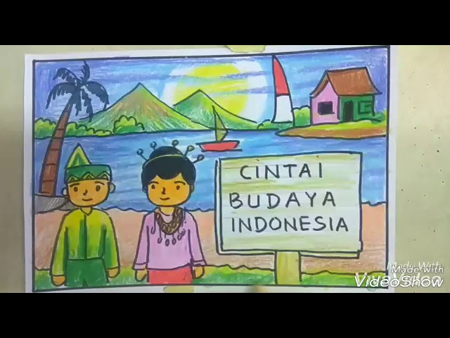 Contoh poster kebudayaan indonesia yang mudah digambar