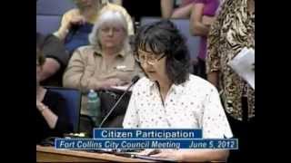Citizen Participation at Ft Collins Council meeting 6/5/12 in regards to Stacy Lynne