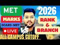 MET 2026 Rank coming soon | Live Marks Vs Rank Vs Branch | Safe Score for MET 2026 #met2025 #result