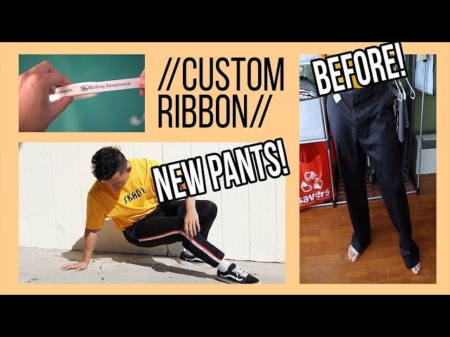 【mnem】Ribbon Trimming Pants ✂ DIY Custom Side Ribbon For Your Pants! - YouTube