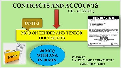 mcq on contracts and accounts unit-3||Tender and tender documents||22601