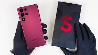 Samsung Galaxy S22 Ultra Burgundy Unboxing + Gameplay