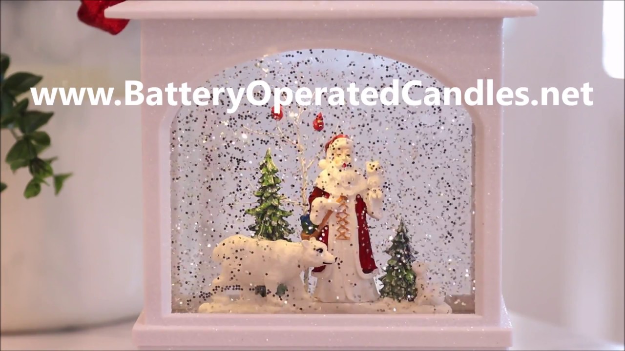 Battery Operated | Santa And Polar Bear Lighted Water Lantern Snow ...