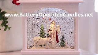Battery Operated | Santa And Polar Bear Lighted Water Lantern Snow Globe