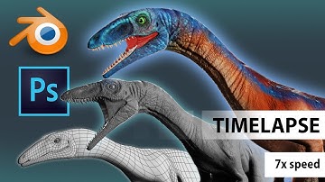 Texturing Dinosaur 3D model with Photoshop & Blender / TIMELAPSE & GUIDE