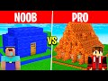 Noob vs pro water vs lava house build challenge in minecraft