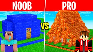 NOOB vs PRO: WATER VS LAVA HOUSE BUILD CHALLENGE In Minecraft