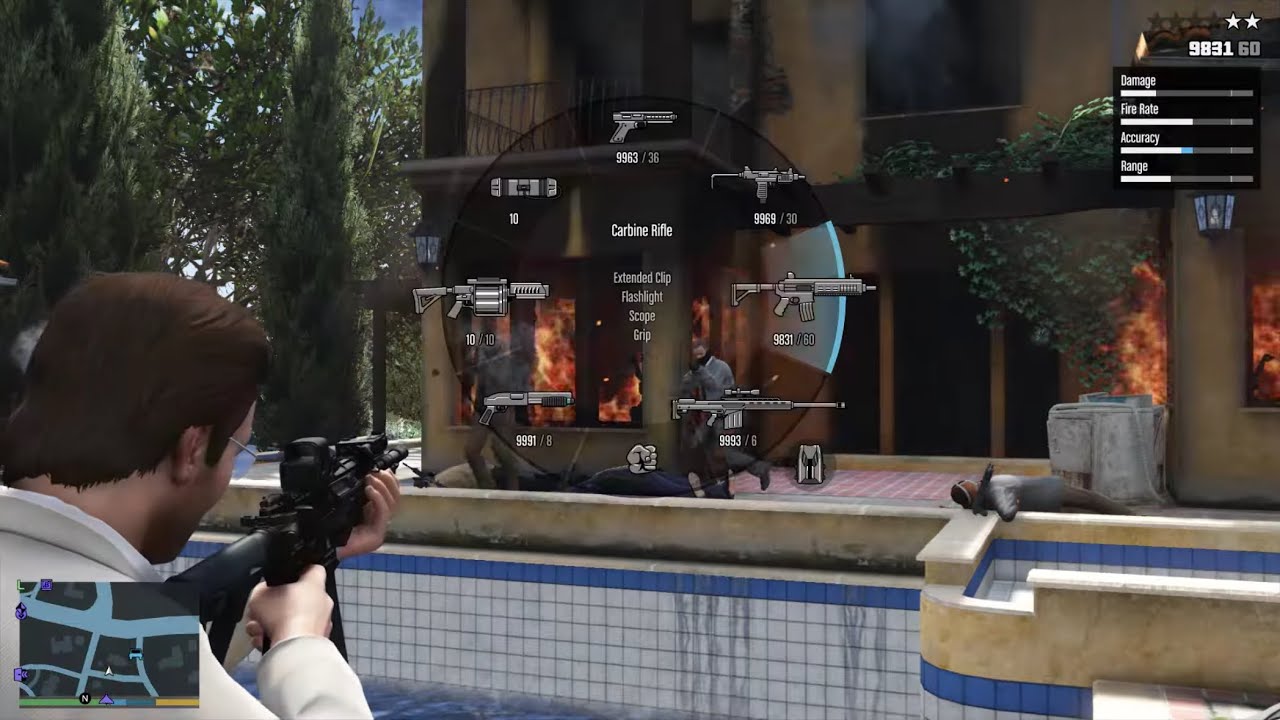 GTA 5 - Burning House Shootout + 10 Star Escape - YouTube