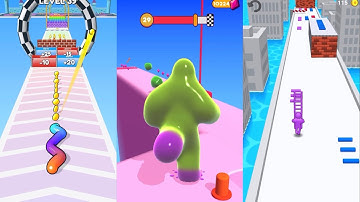 Gummy Worm Go vs Blob Runner 3D vs Ladder Master | All Levels Gameplay Walkthrough (iOS & Android)