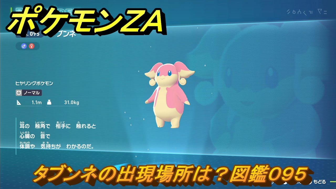 ポケモンZA タブンネの出現場所は？図鑑095 ＃109 【Pokémon
