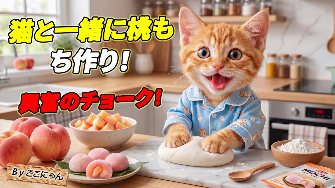 もこにゃん Heartwarming] Kokonyan is overjoyed by peaches that arrived from