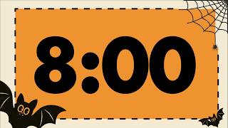 8 Minute Cute Halloween Bat Classroom Timer (Spooky Electric Piano Alarm at End, No Music)