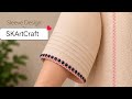 Beautiful lace embroidery design on sleave | Sleave lace embroidery design 🪡🧵🩷#handbroidery#lace#diy