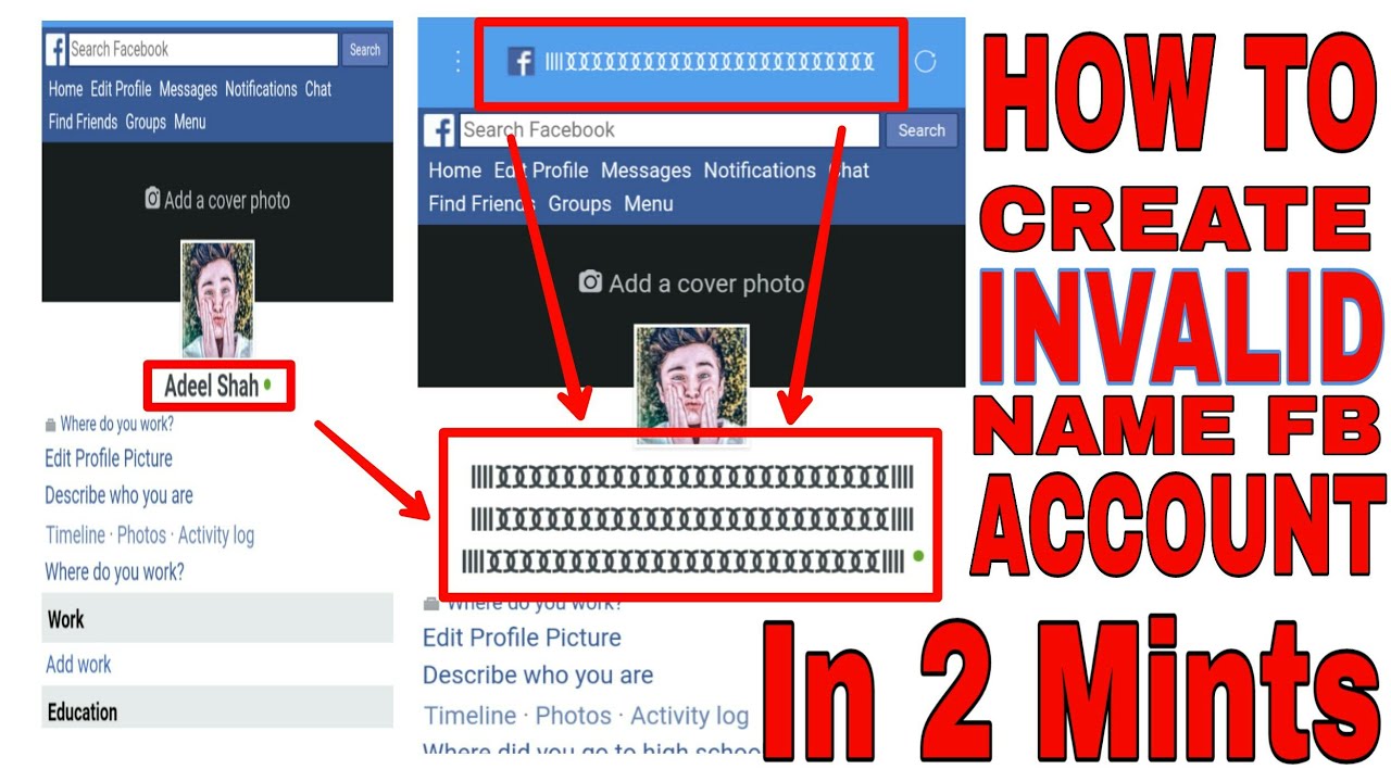 HOW TO CREATE INVALID NAME ACCOUNT ON FACEBOOK WITHOUT UPDATE NAME || BY TECHNICAL TRICKS
