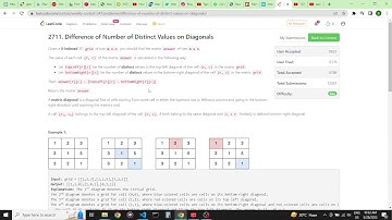 Leetcode contest 347 2711. Difference of Number of Distinct Values on Diagonals