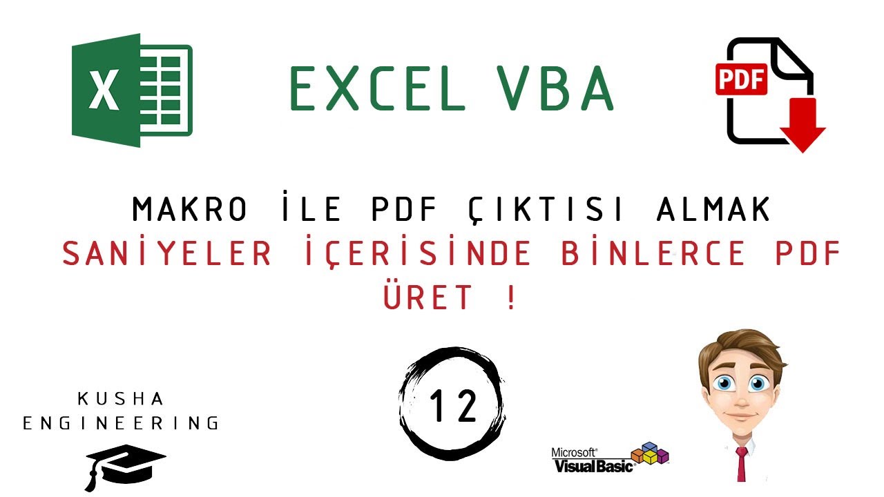 Makro (VBA)  Dersleri - 12 // Makro ile PDF Çıktısı Aldırmak ! // Saniyeler İçinde Binlerce PDF Üret