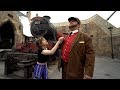 Trying to steal the Hogwarts Express at the Wizarding World of Harry Potter