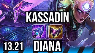 KASSADIN vs DIANA (MID) | 8/0/1, Legendary, 300+ games | KR Master | 13.21