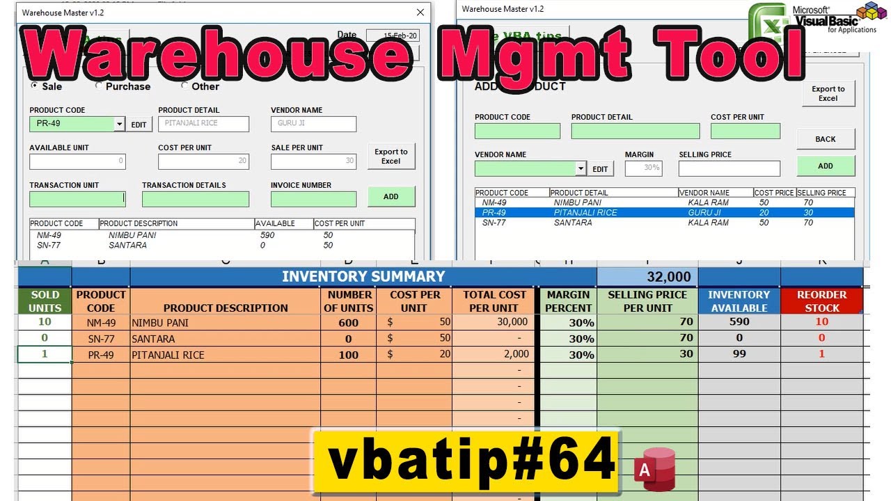 Excel Warehouse Management System Vbatip 64 Free Inventory Tool Youtube