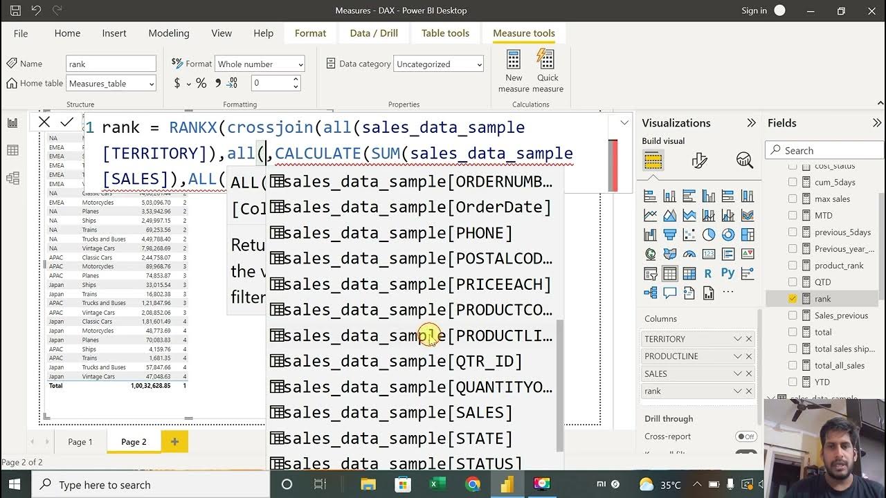 power BI | Data analysis Expression | DAX | Rankx, Allselected ...