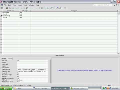 Access - Validation Rules for tables