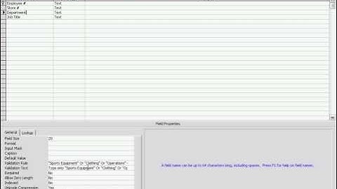 Access - Validation Rules for tables