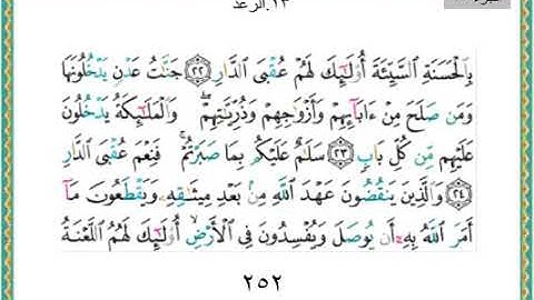 سورة الرعد من الايه ٢٣ الى نهايه السورة/تكملة الجزء الثالث عشر من القرآن الكريم