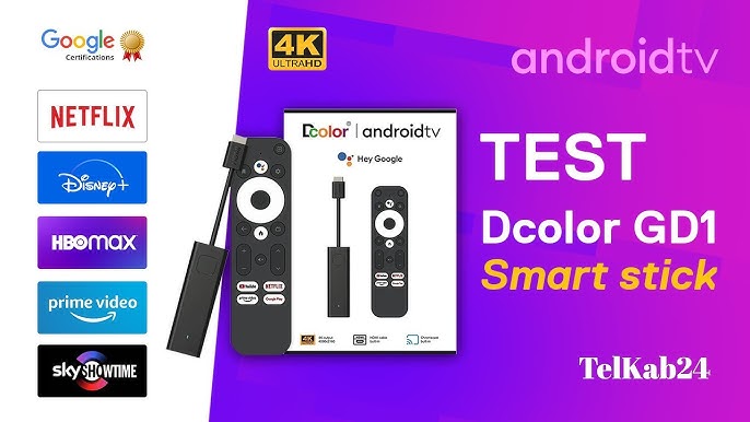 Dcolor Android TV Stick[Google Certified],4K HD Streaming Device with  Google Chromecast [16GB ROM], HDMI Streaming Stick for TV, Netflix  Certified