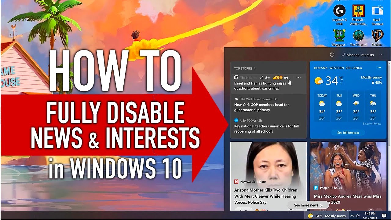 How To Fully Disable Windows 10 News And Interests Youtube