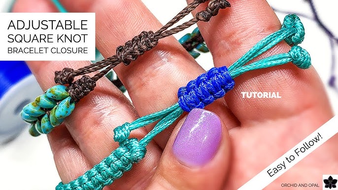 Adjustable red string bracelet - sliding square knot 