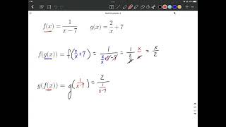 Composition of functions with two rational functions (fractions) then simplify completely