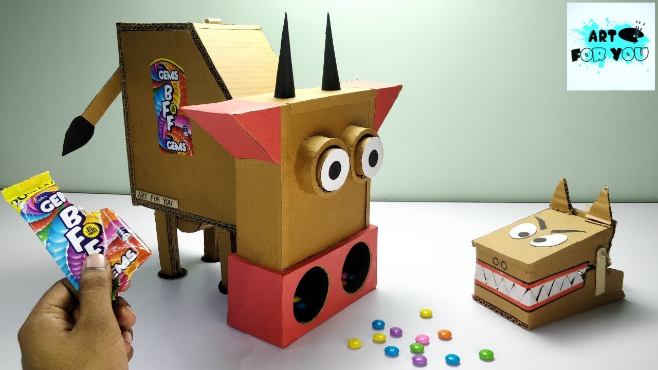 How to make Gems Candy Dispenser Machine from cardboard | Cardboard ...