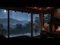 Cozy Rain Ambience in a Rainy Forest Cabin | Warm Fireplace and Rain on Window for Better Sleep