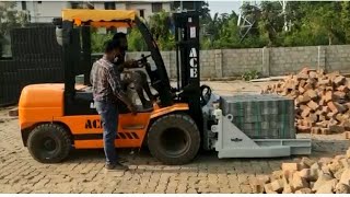 ACE Forklift with Brick Block Clamp Attachment