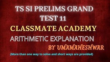SI PRELIMS GRAND TEST 11 ART || UMAMAHESHWAR || CLASSMATE ACADEMY