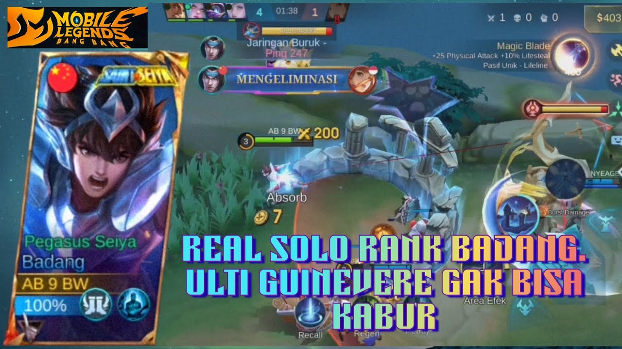 MOBILE LEGENDS: BANG BANG | 5 VS 5 | REAL SOLO RANK BADANG | GUINEVERE VS BADANG | #mobilelegends 