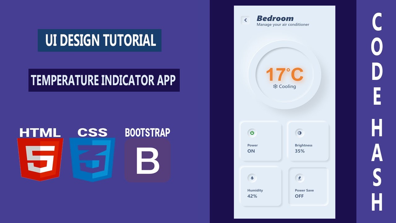 UI Design Tutorial - Temperature Indicator App with Neomorphism | HTML ...